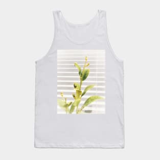 Bright young lemon tree with white blinders background. Vegan lifestyle Tank Top